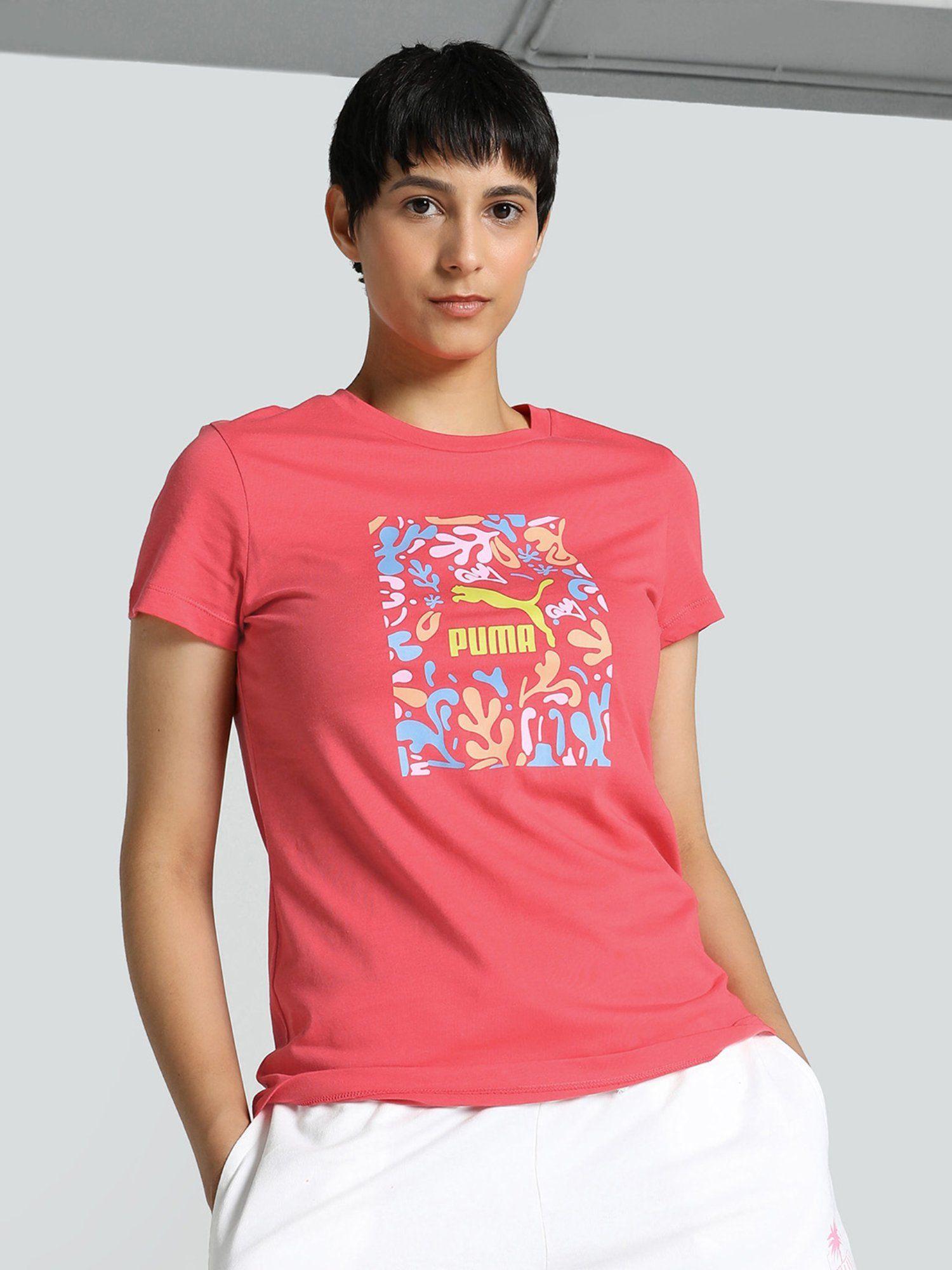 classics printed womens red t-shirt