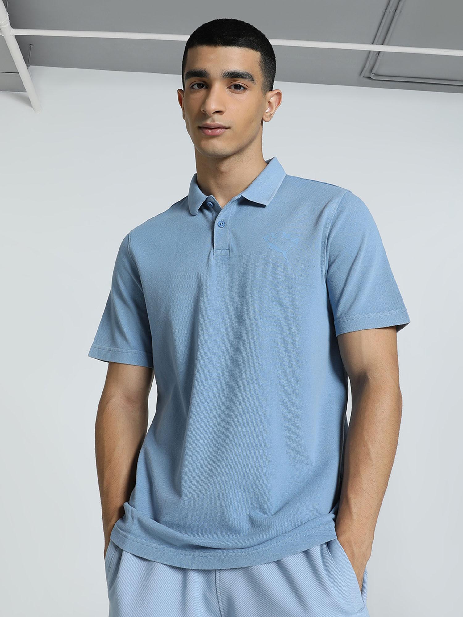 classics solid polo mens blue t-shirt