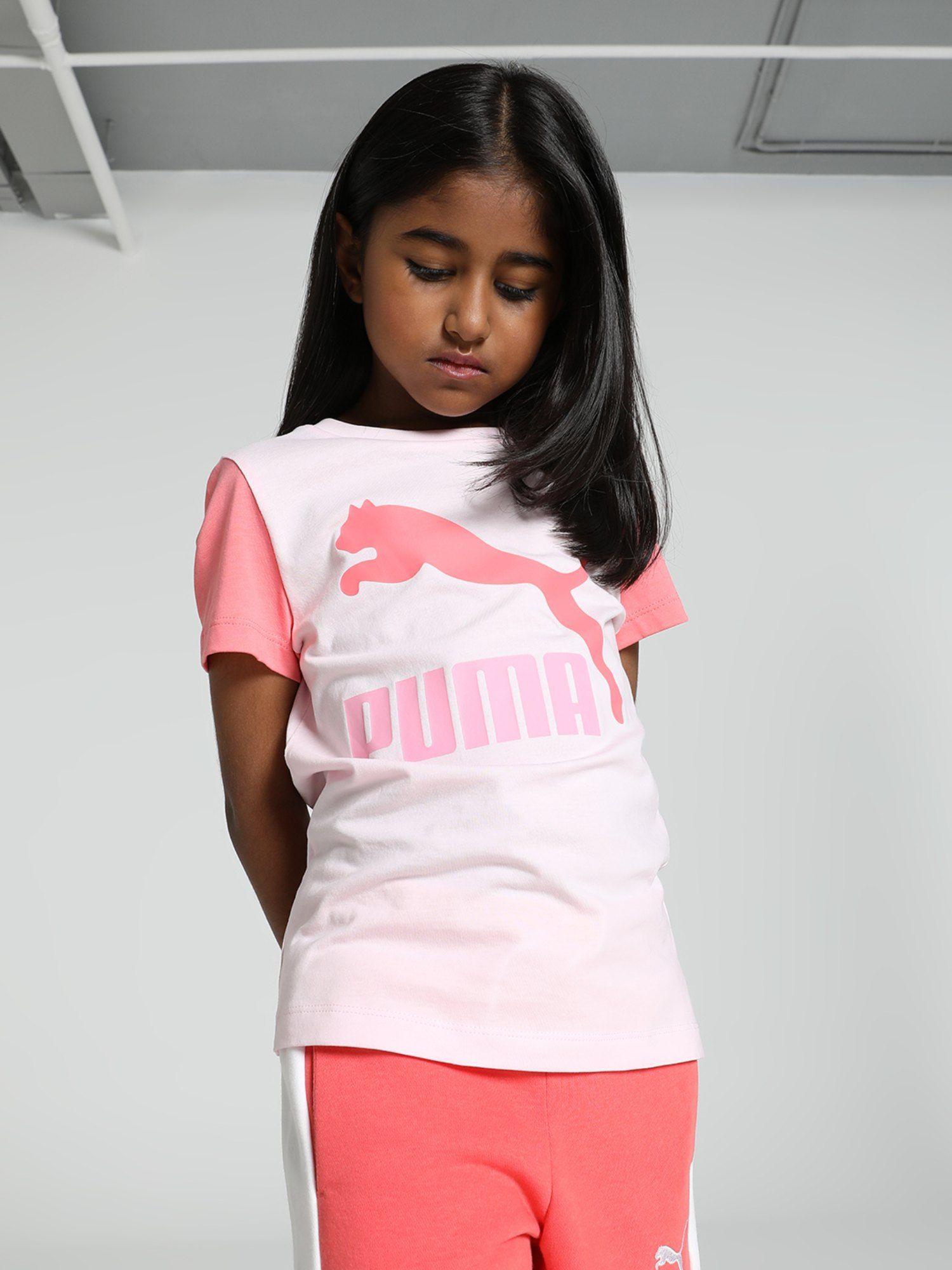 classics two color logo girls pink t-shirt