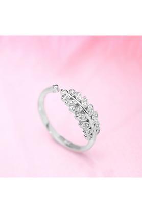 classy branch cut cz studded 925 sterling silver ring (adjustable)