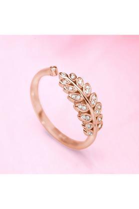 classy branch cut cz studded rose gold 925 sterling silver ring (adjustable)