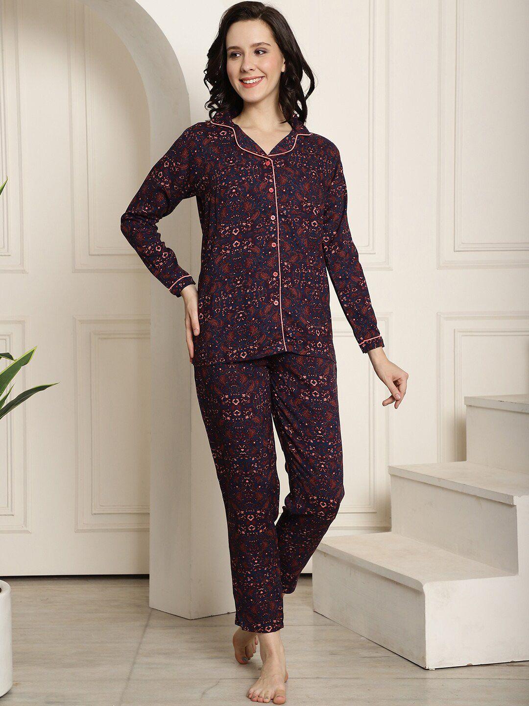 claura floral printed night suit