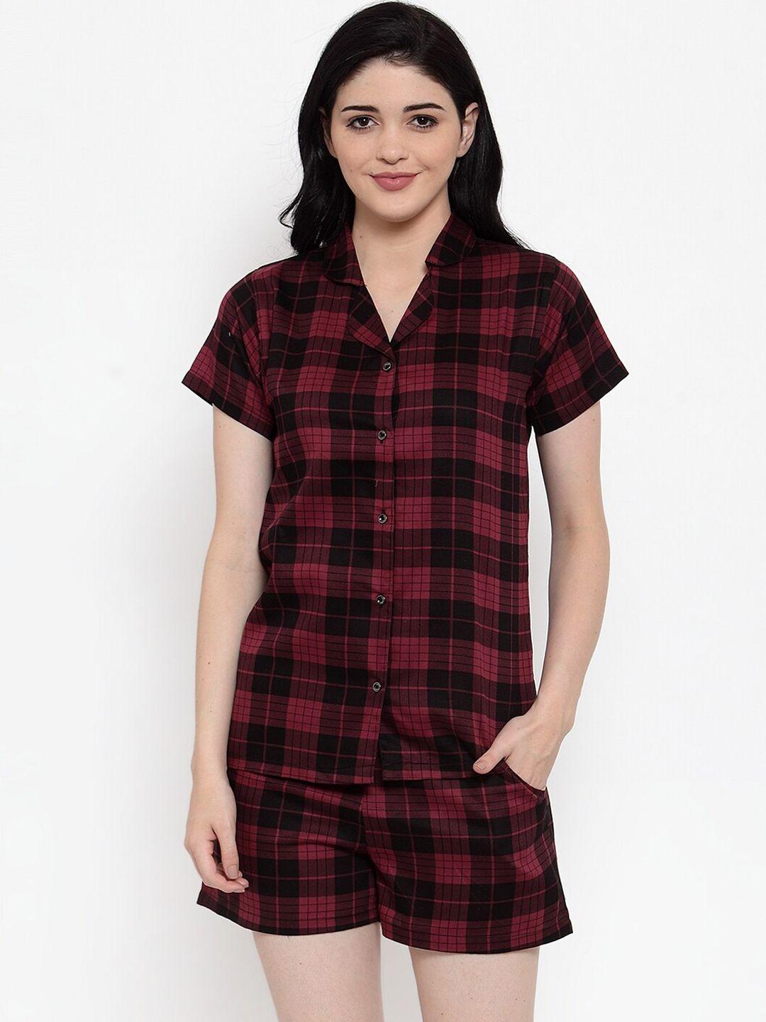 claura-women-checked-pure-cotton-night-suit