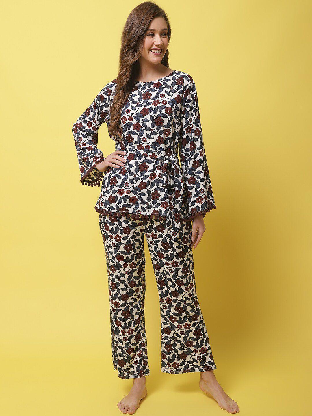 claura women floral printed night suit