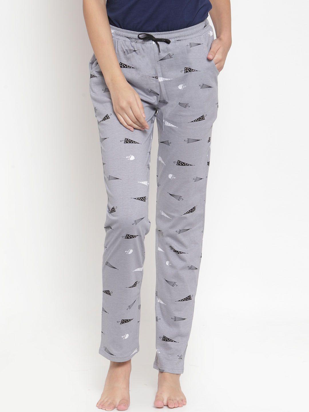 claura women grey printed lounge pants