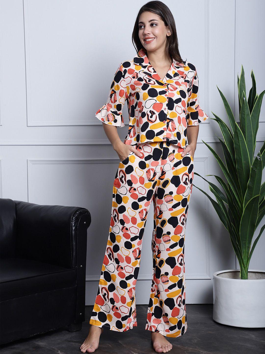 claura abstract printed night suit