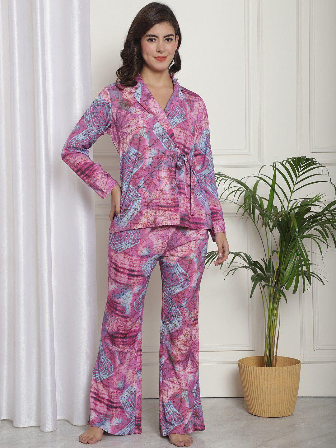 claura abstract printed night suit