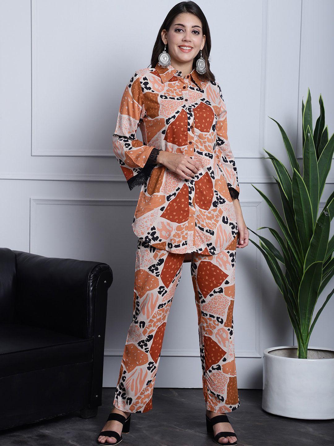 claura abstract printed shirt & trousers