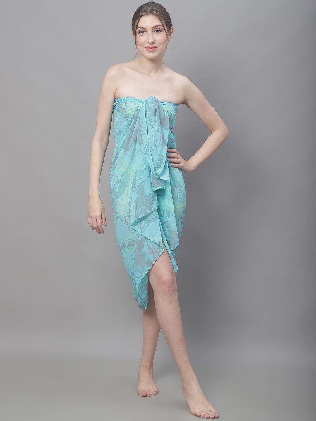 claura blue printed swimwear sarong