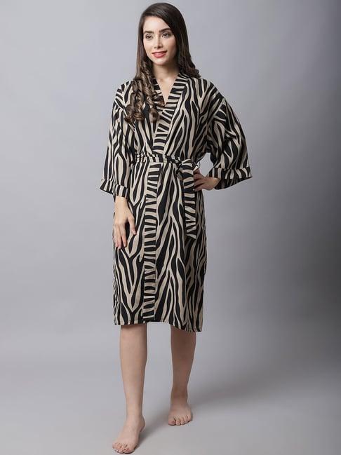 claura brown & black printed robe