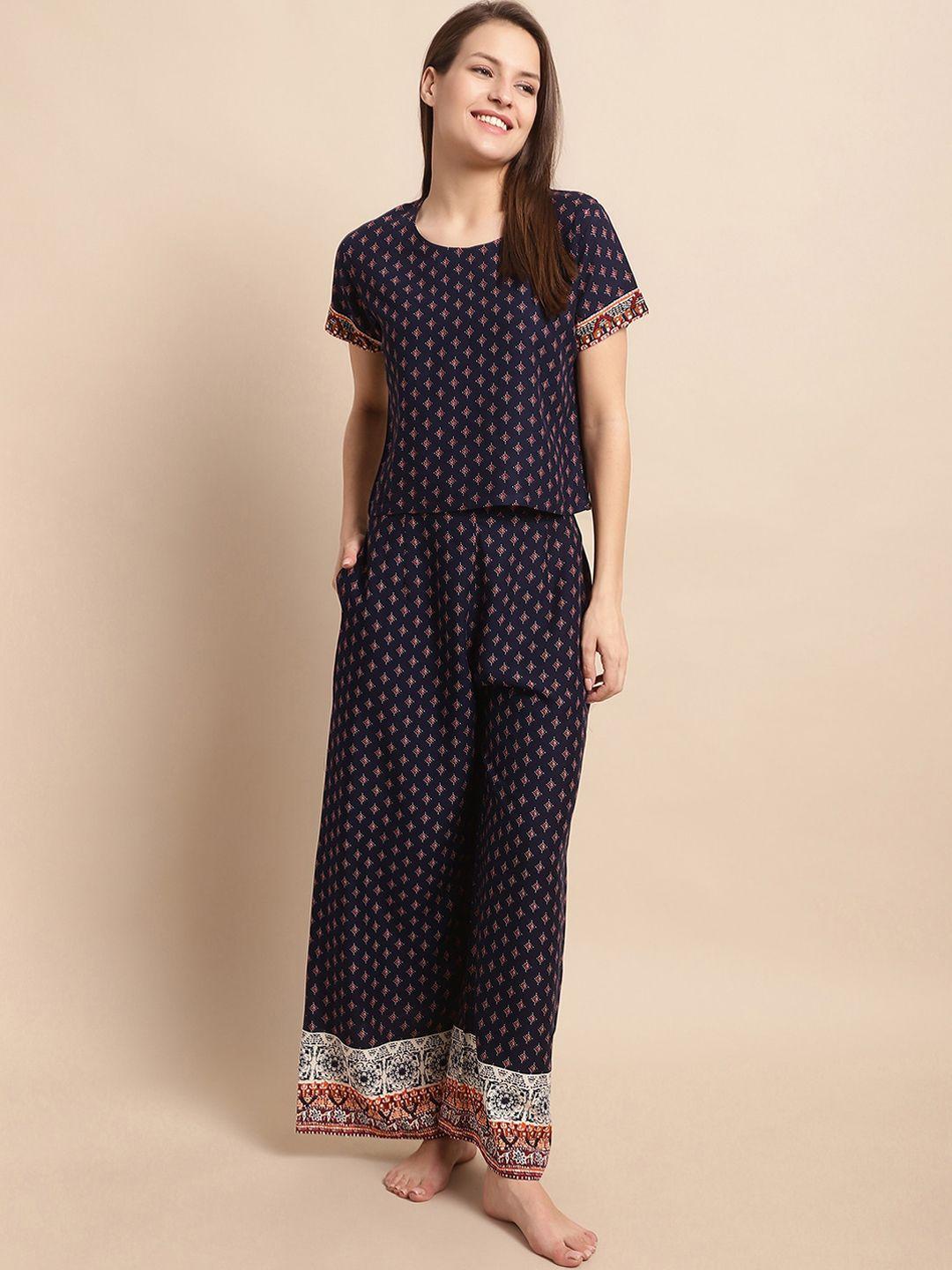 claura ethnic motif printed night suit