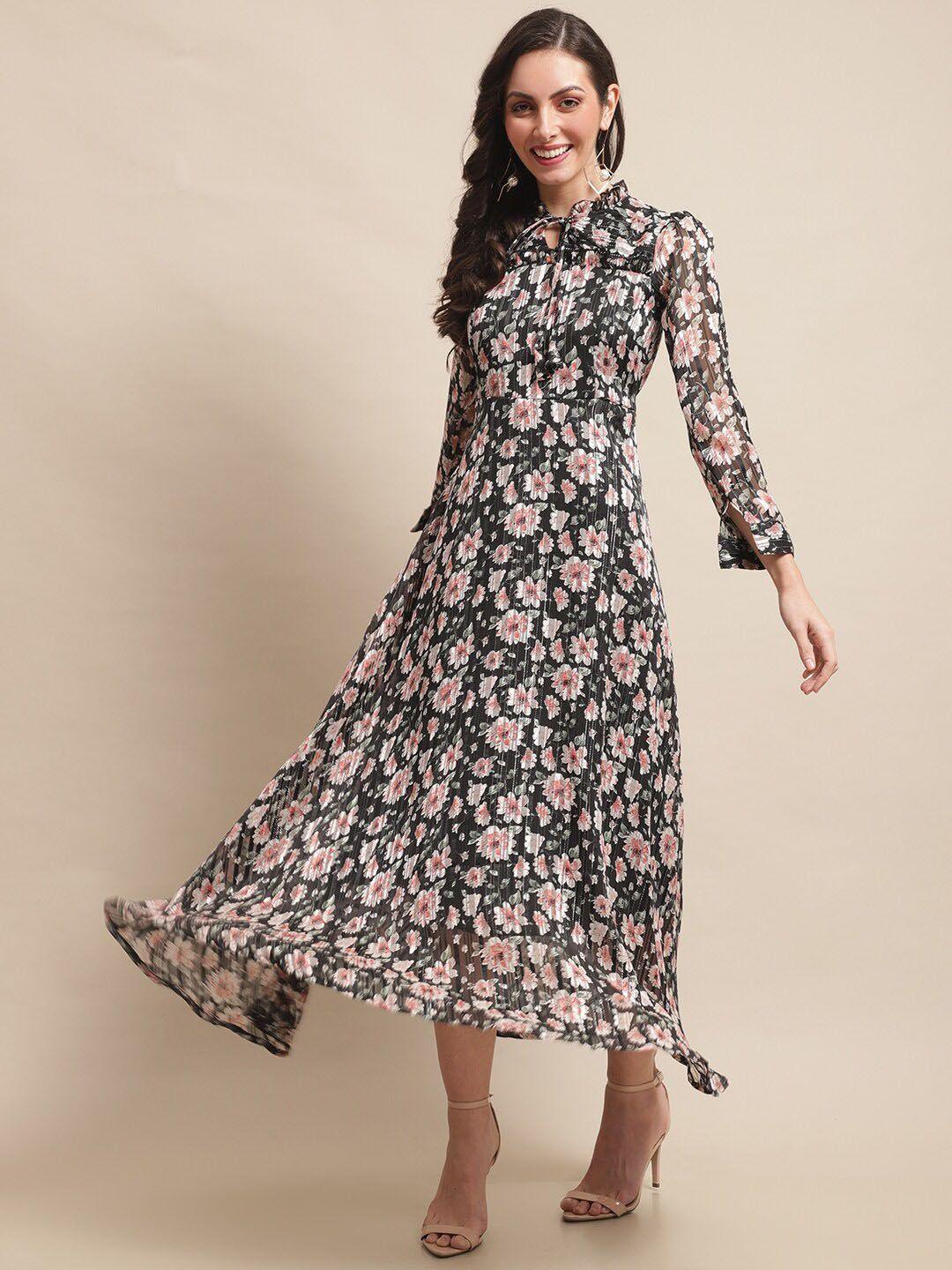 claura floral print georgette maxi dress
