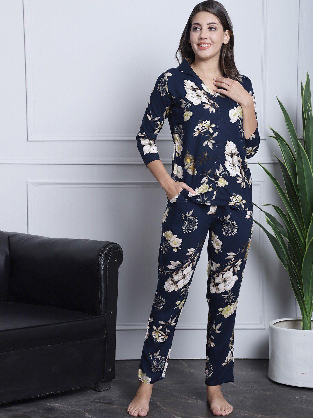 claura floral printed night suit