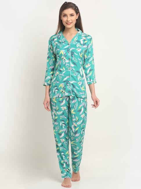 claura green printed shirt with pyjamas