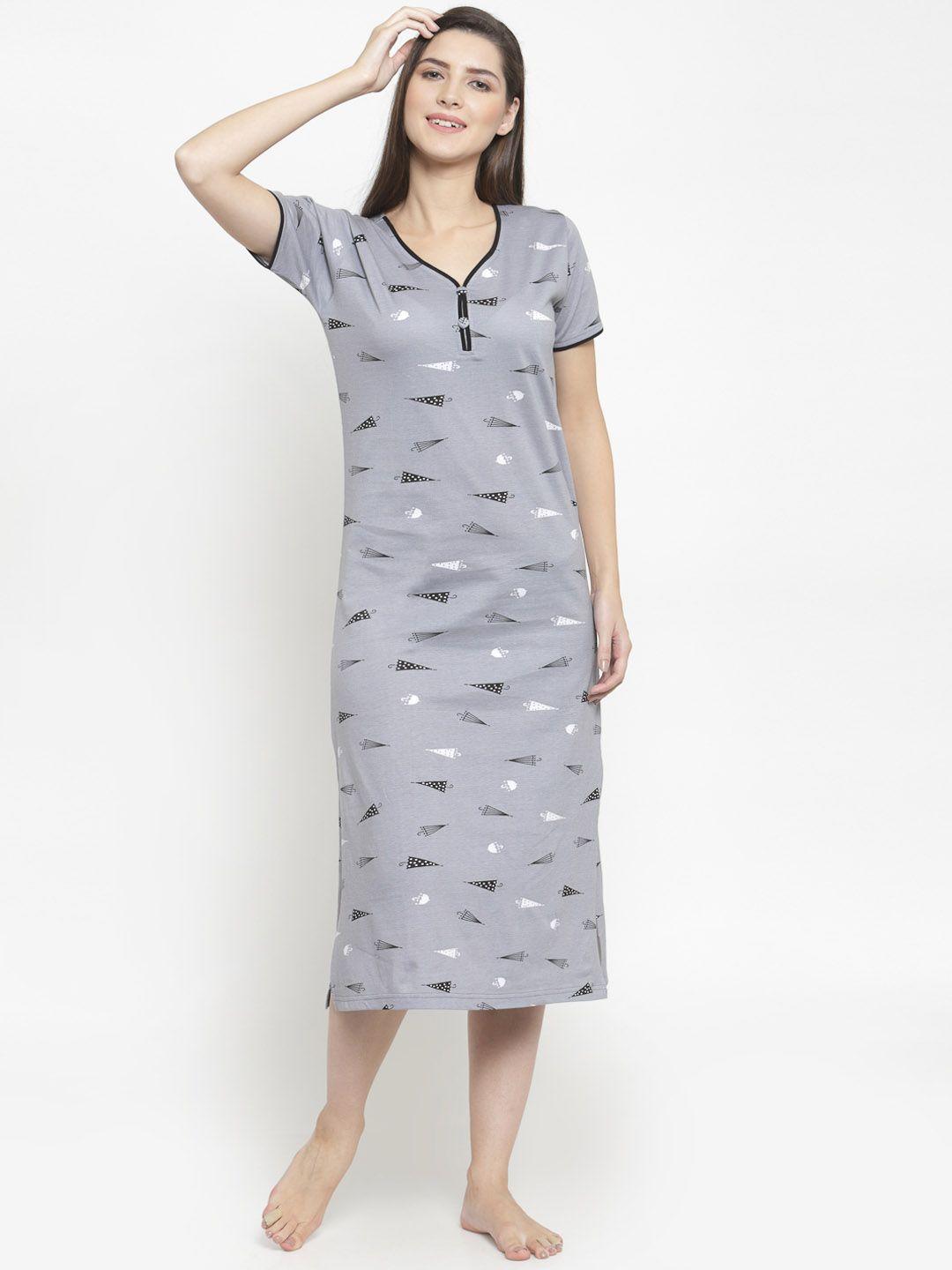 claura grey printed nightdress