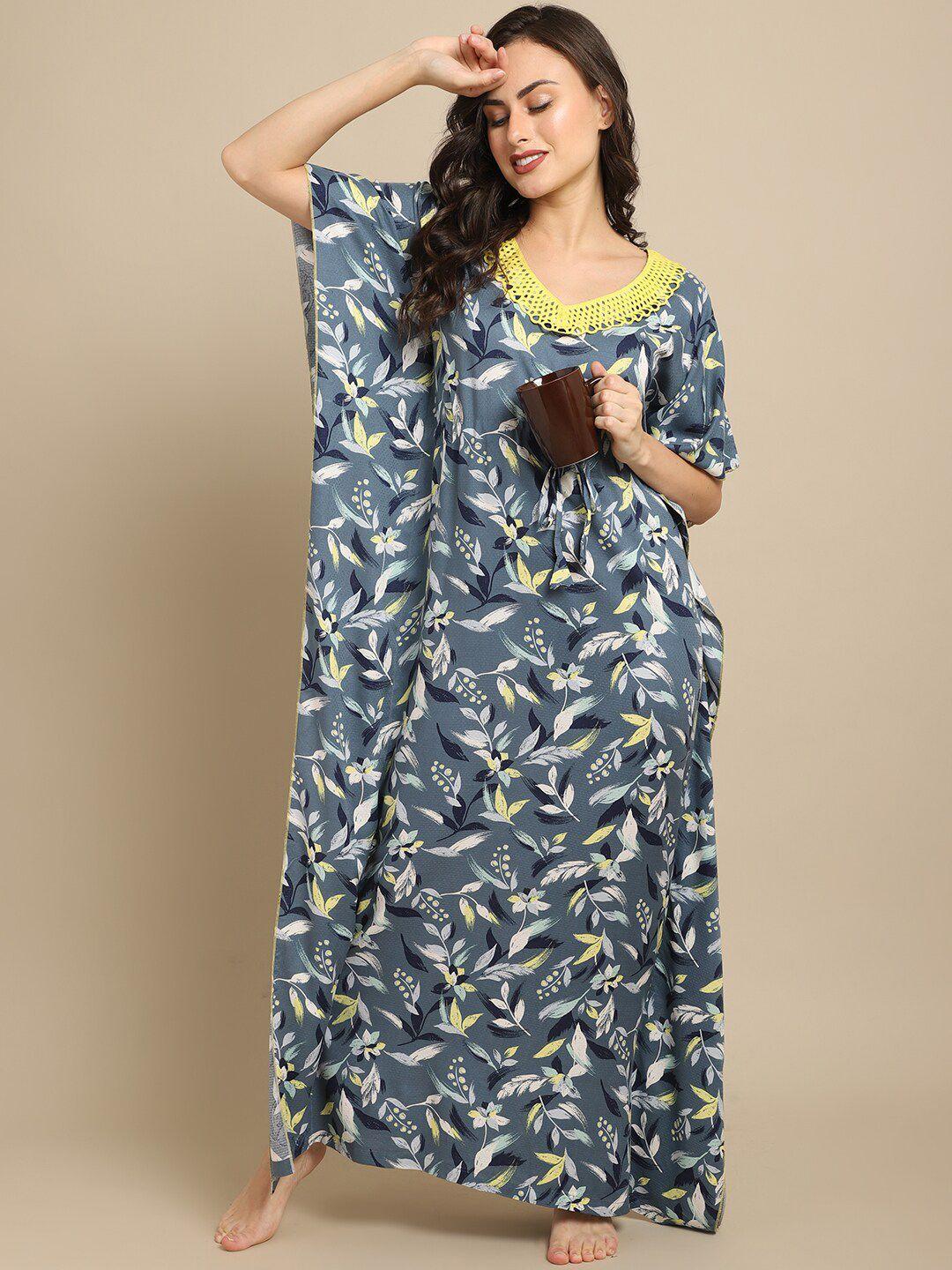 claura grey women printed maxi nightdress