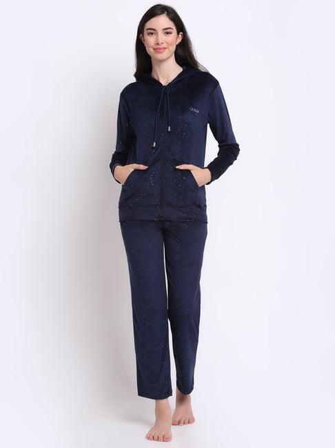 claura navy hooded sweatshirt with pants