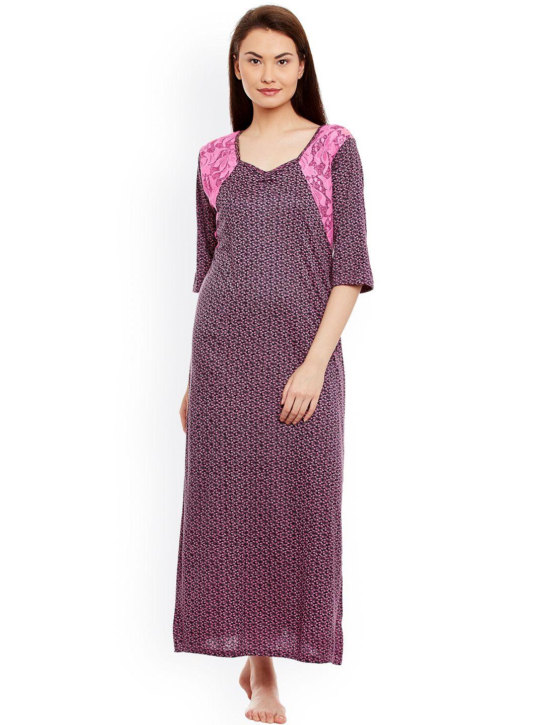 claura pink floral print maxi nightdress cot-39