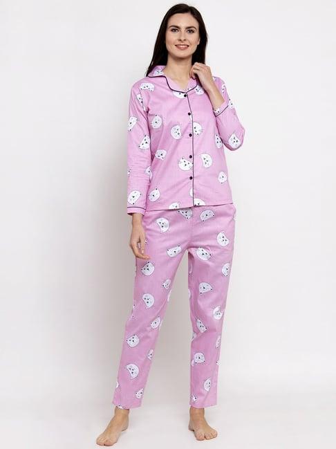 claura pink printed shirt with pyjamas