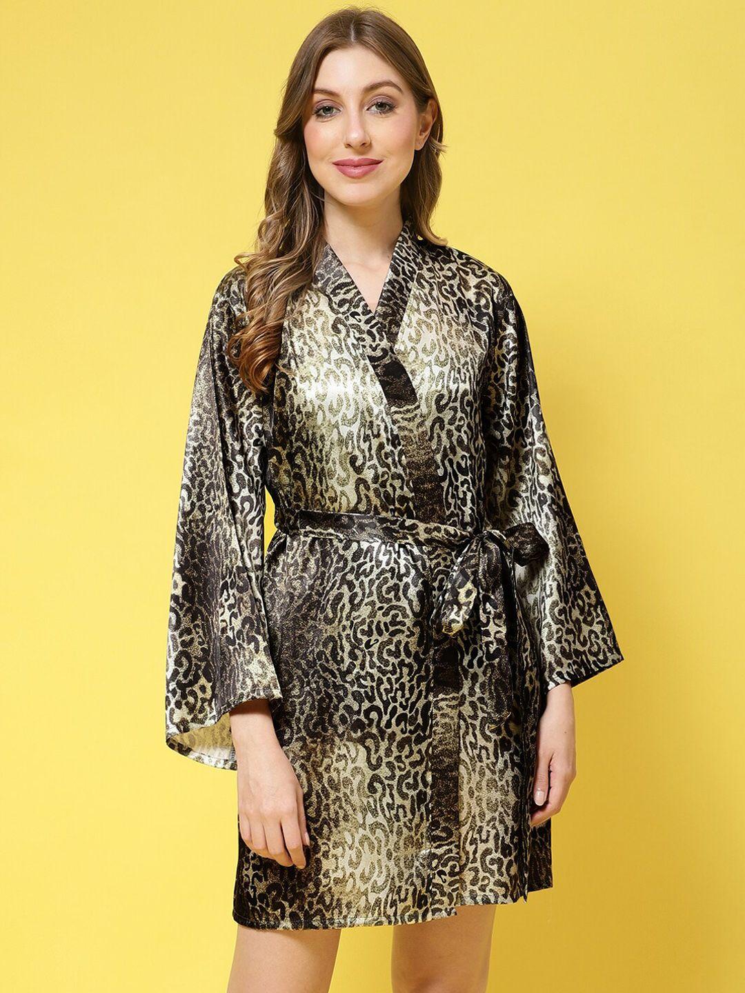 claura printed silk satin bath robe