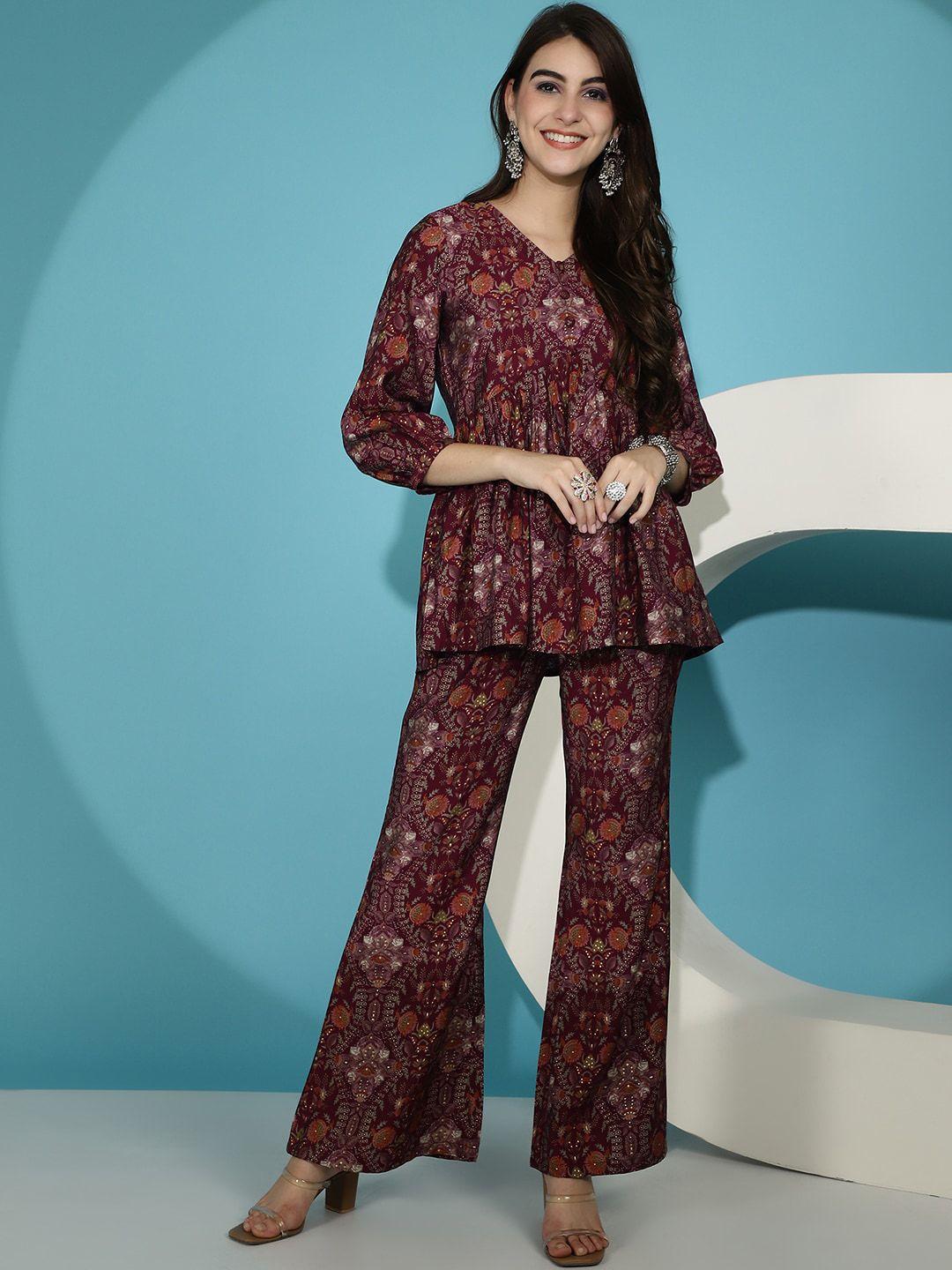 claura printed tunic & palazzo set