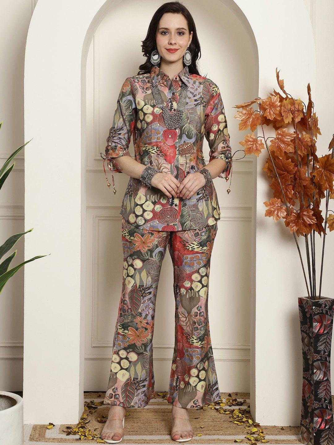 claura printed tunic with trousers co-ords