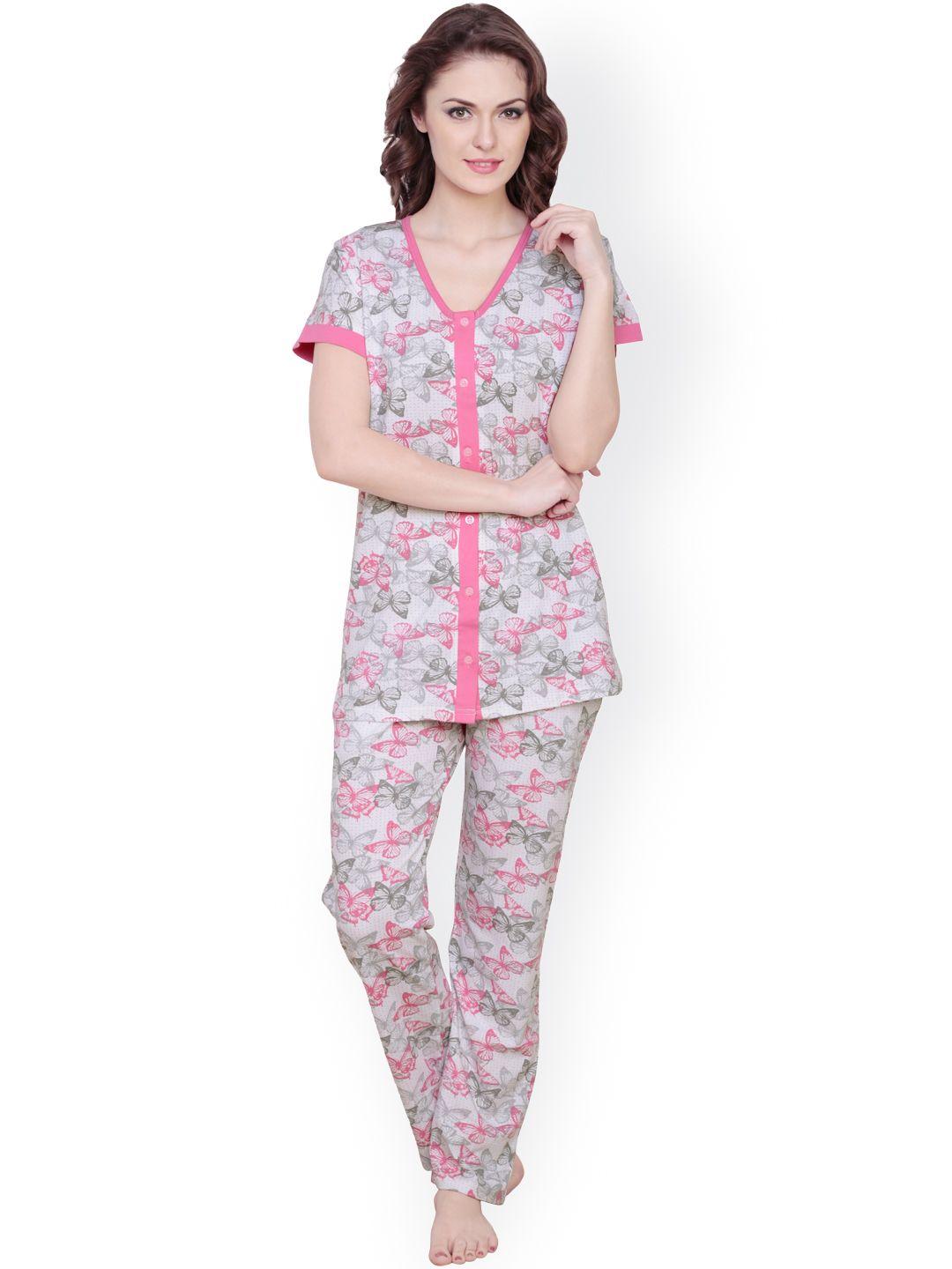 claura white & pink printed night suit cot-11