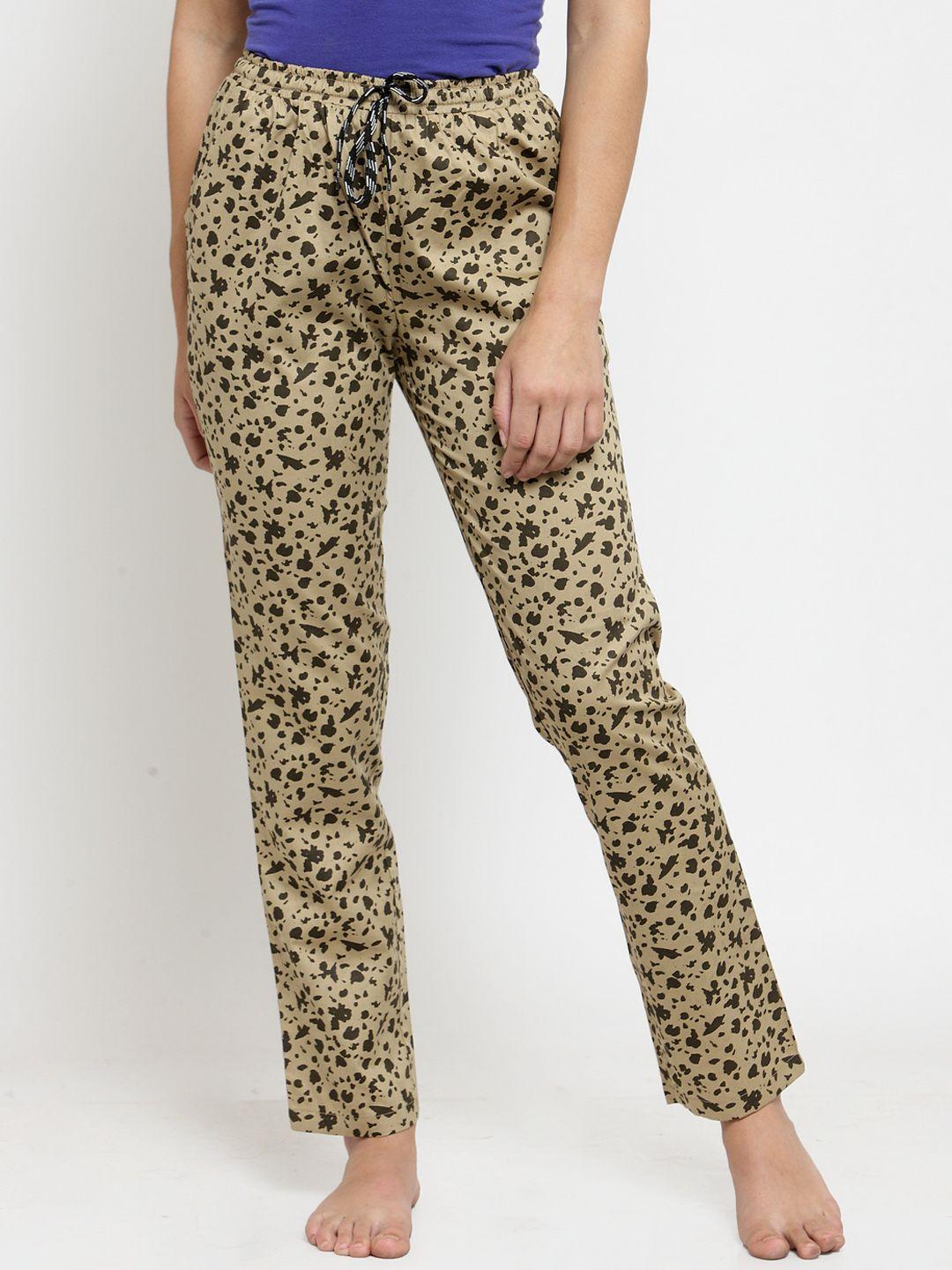 claura women brown printed lounge pant lower-31