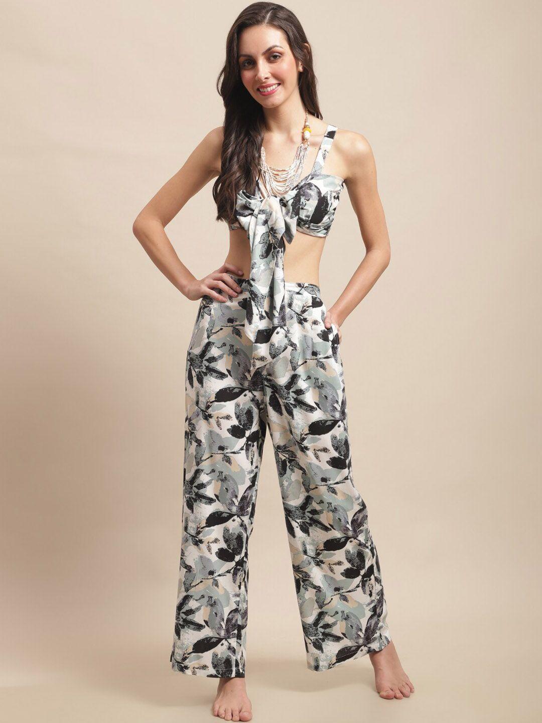 claura women floral printed beachwear set