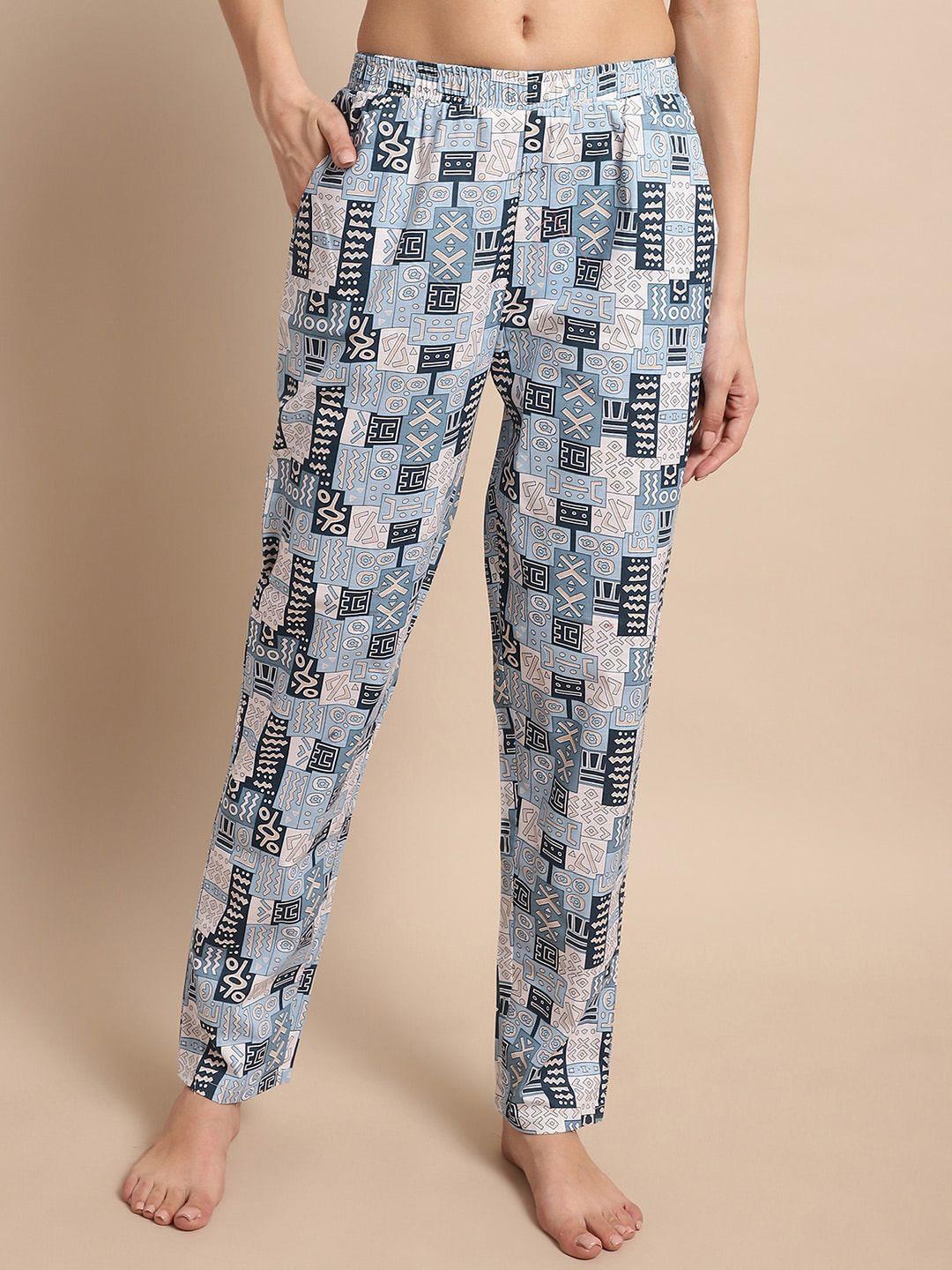 claura women printed mid-rise lounge pants