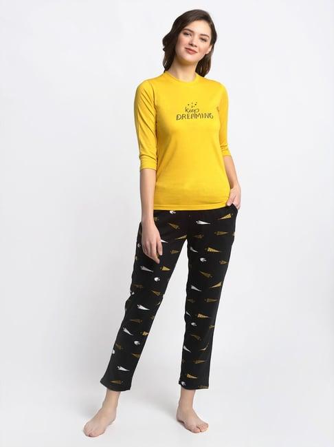 claura yellow & black top with pyjamas