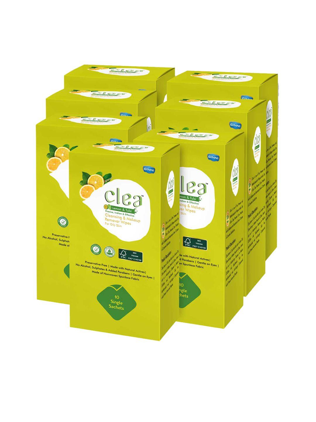 clea set of 7 lemon & tulsi cleansing & makeup remover wet wipes - 10 pulls each