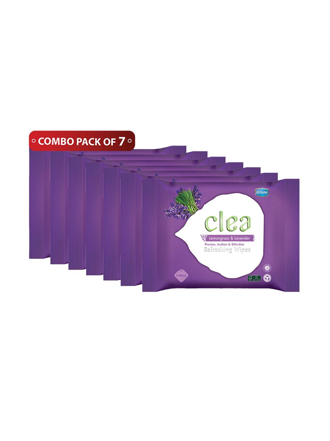 clea set of 7 lemongrass & lavender refreshing wet wipes - 8 pulls each