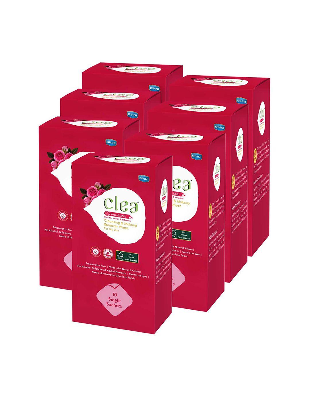 clea set of 7 rose & milk cleansing & makeup remover wet wipes - 10 pulls each