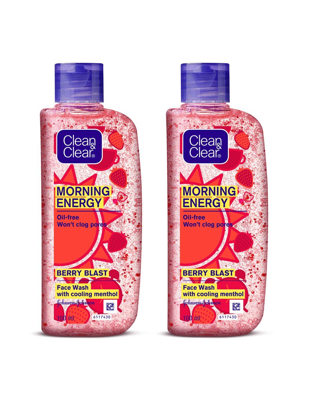 clean&clear set of 2 morning energy berry blast face wash with menthol - 100ml each