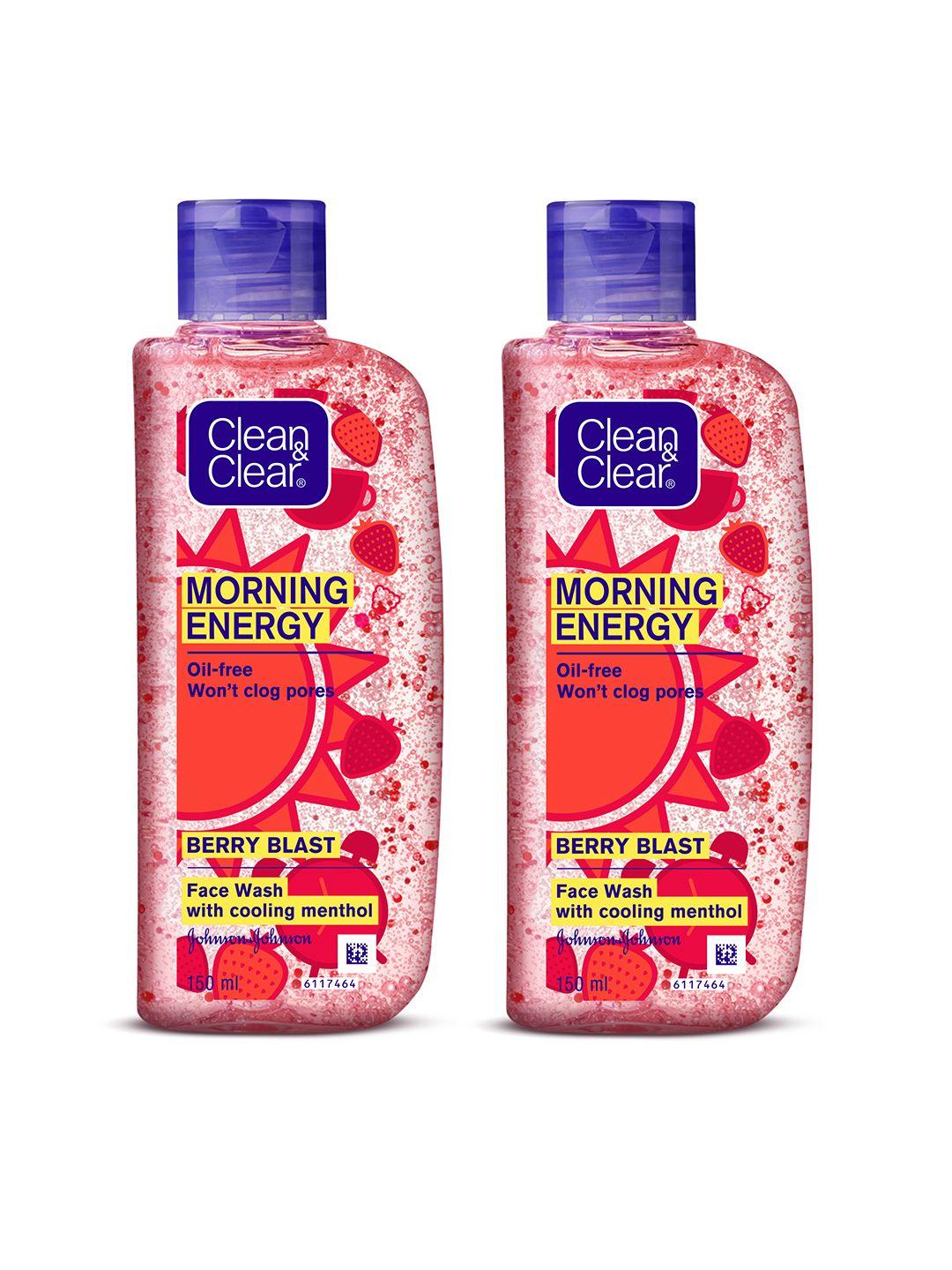 clean&clear set of 2 morning energy berry blast face wash with cooling menthol- 150ml each