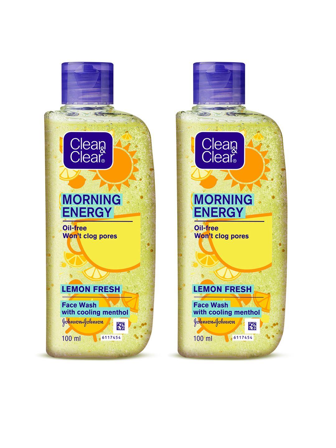 clean&clear set of 2 morning energy oil free lemon fresh face wash - 100 ml each