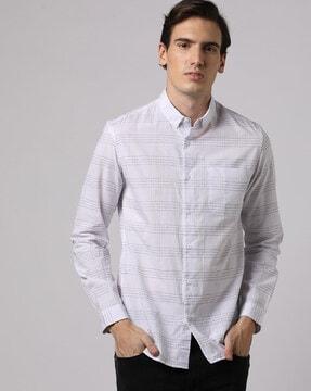 clean optic checked slim fit shirt