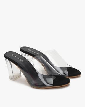 clear chunky-heeled slip-on sandals