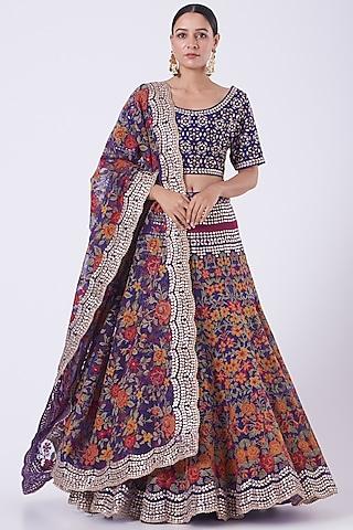 clear purple embroidered lehenga set