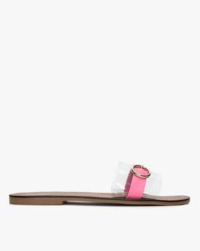 clear slides with buckle accent