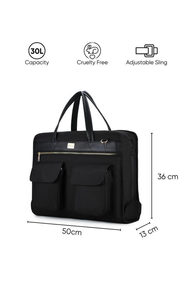 clef black pu zipper closure unisex laptop bag