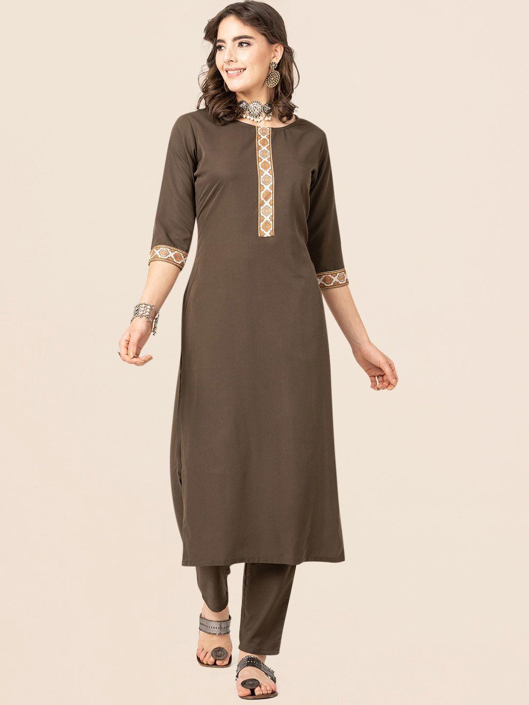 clemira floral embroidered kurta with salwar & with dupatta