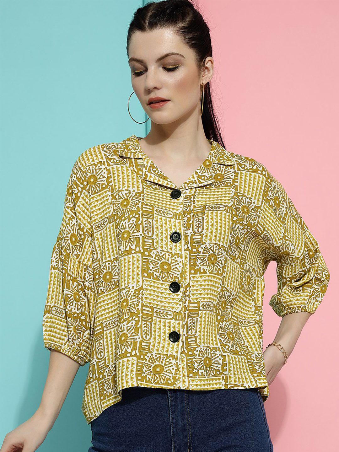 clemira abstract printed shirt style top