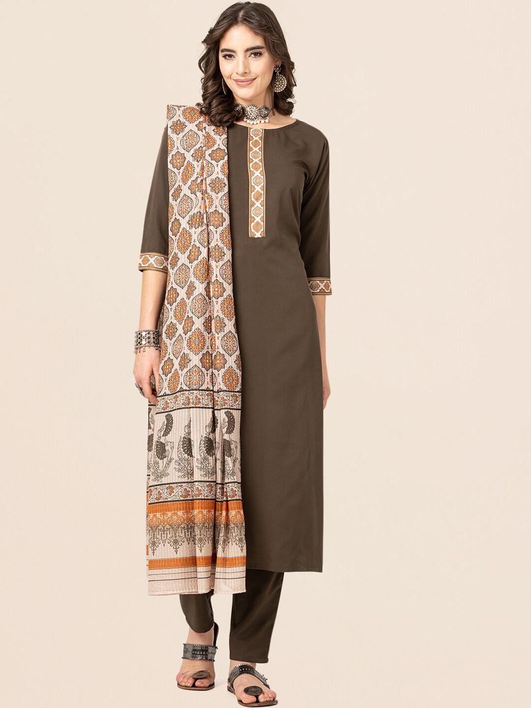 clemira floral embroidered kurta with salwar & with dupatta