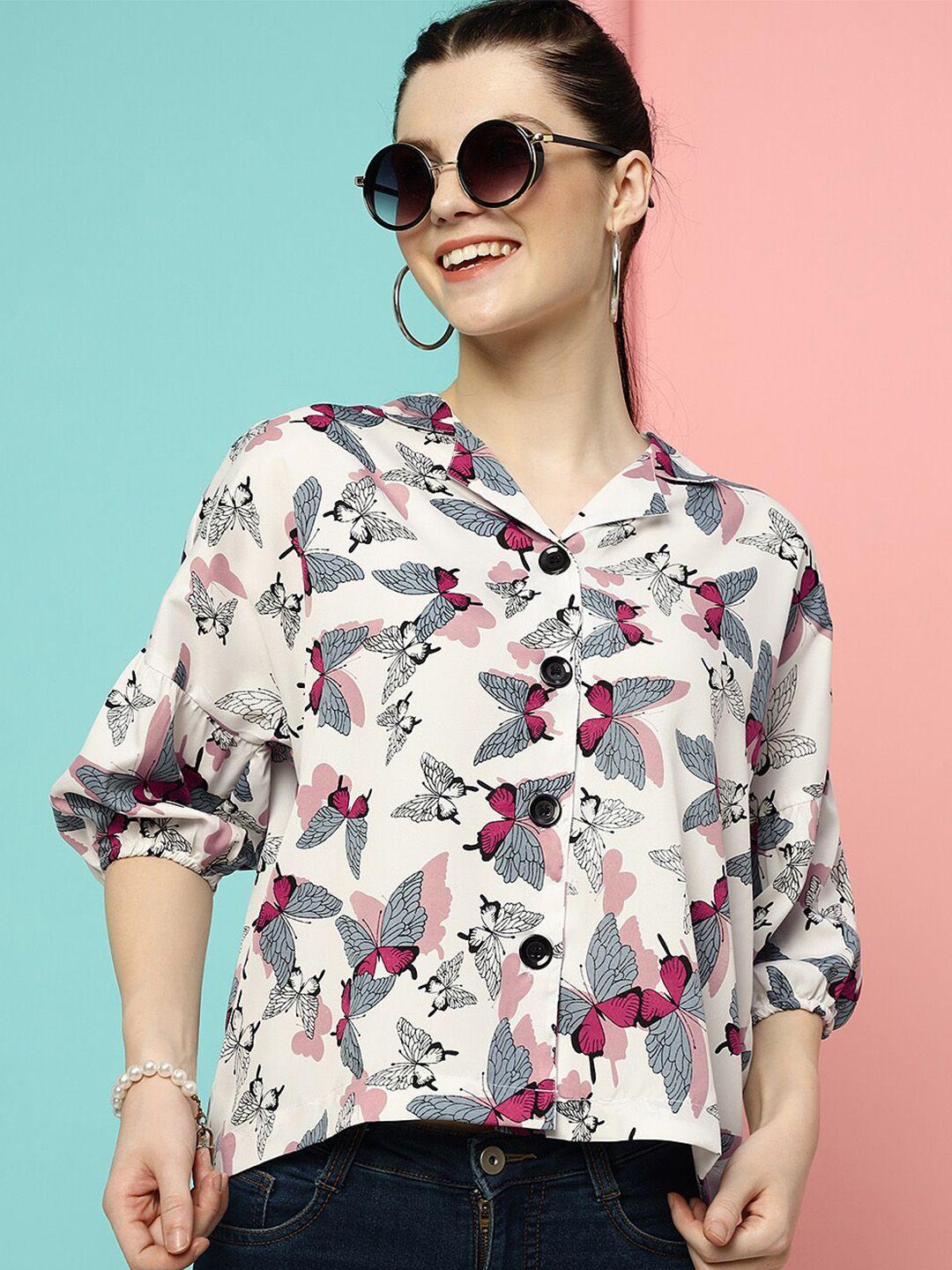 clemira floral printed shirt style top