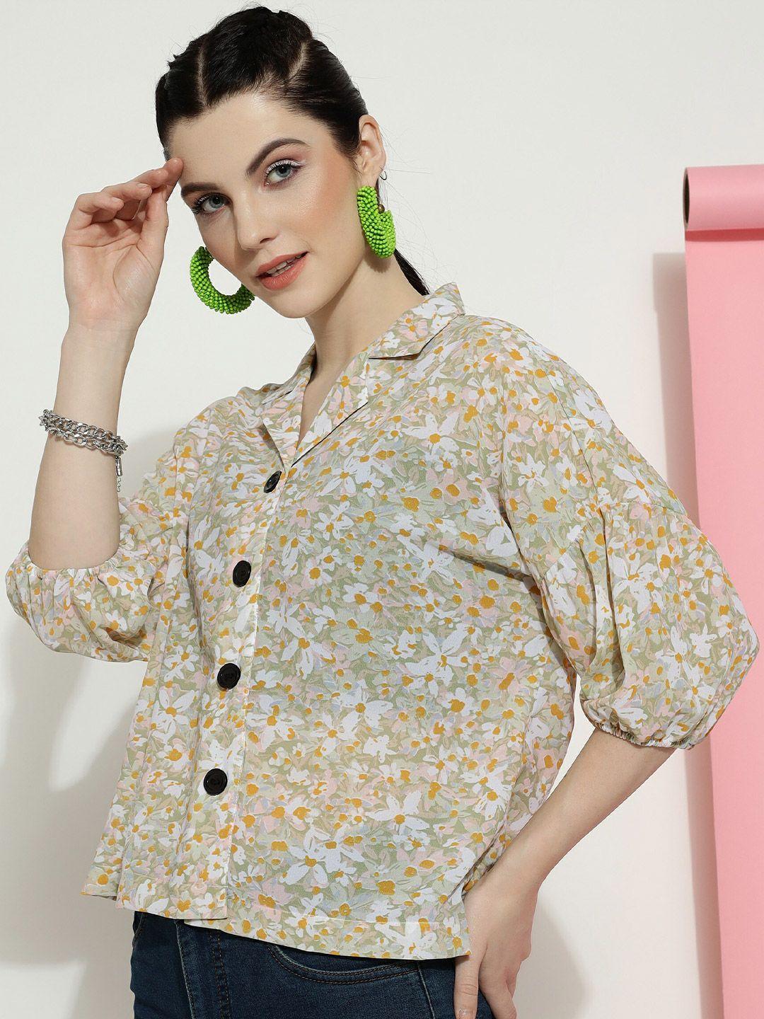 clemira floral printed shirt style top