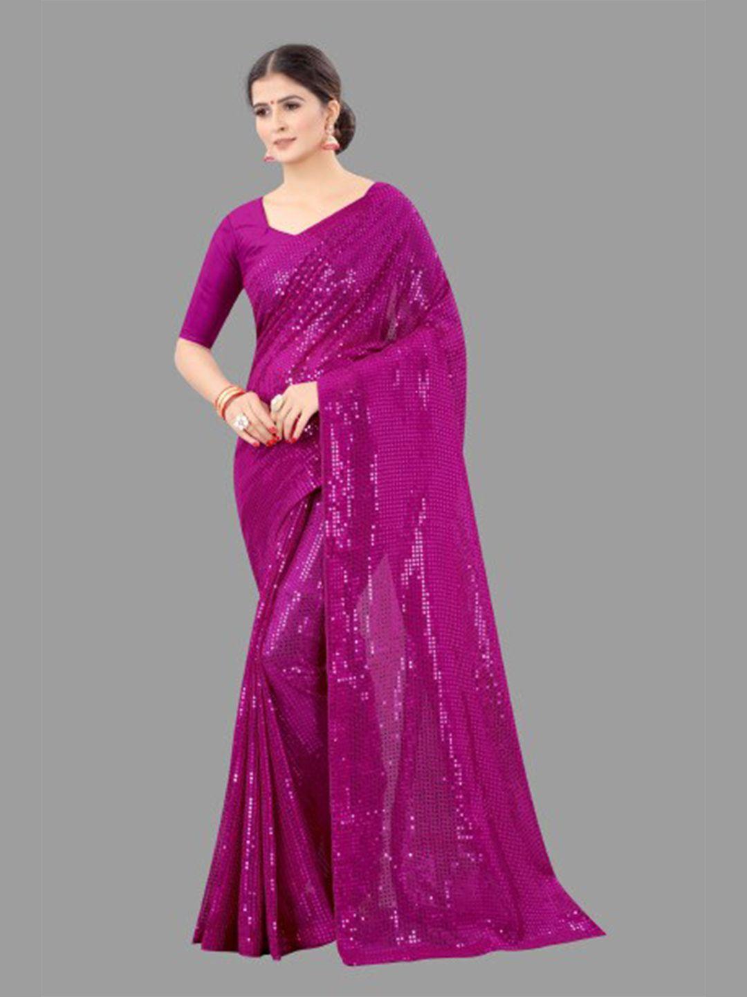 clemira magenta embellished sequinned saree