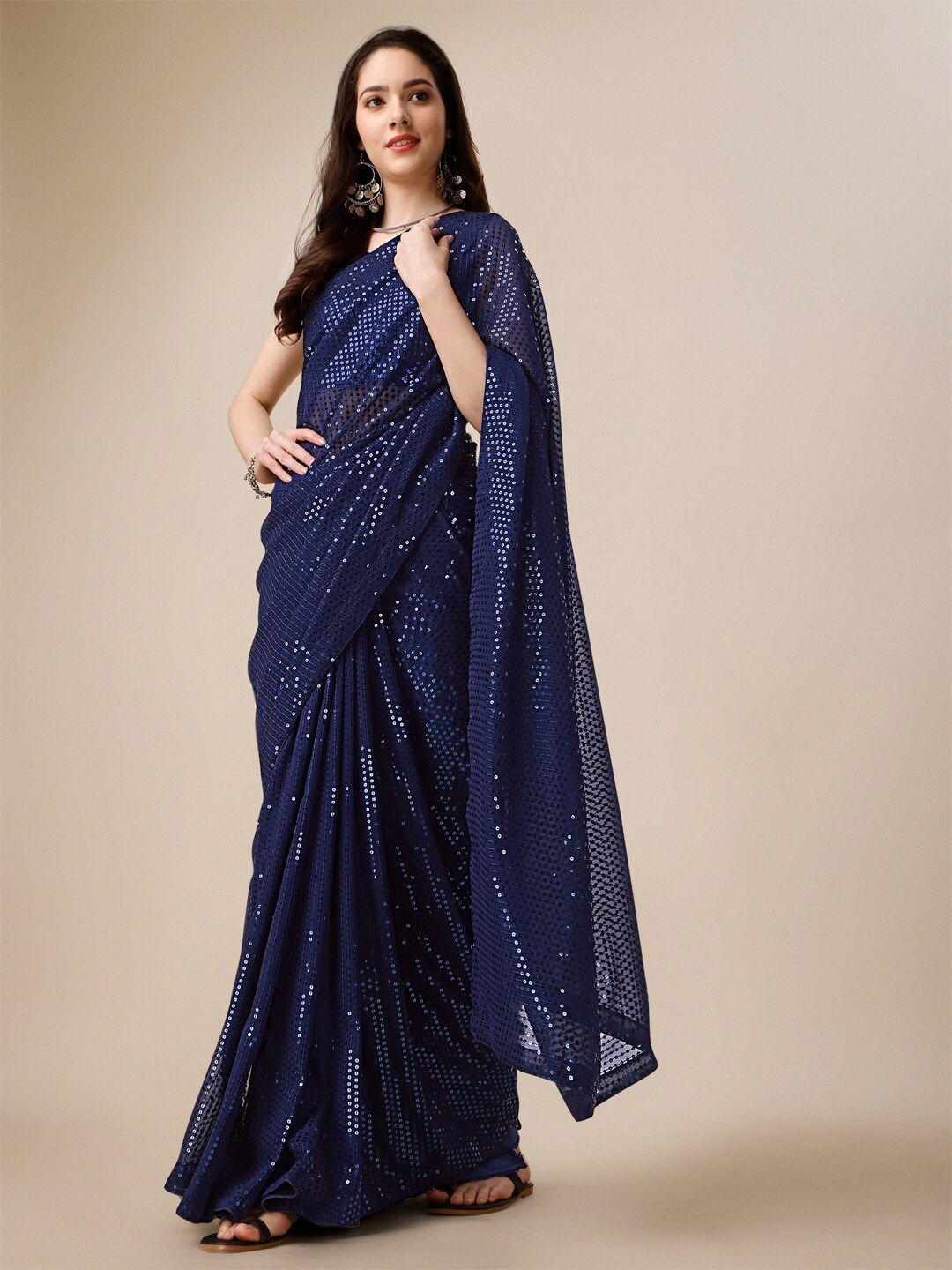 clemira sequinned embellished georgette saree