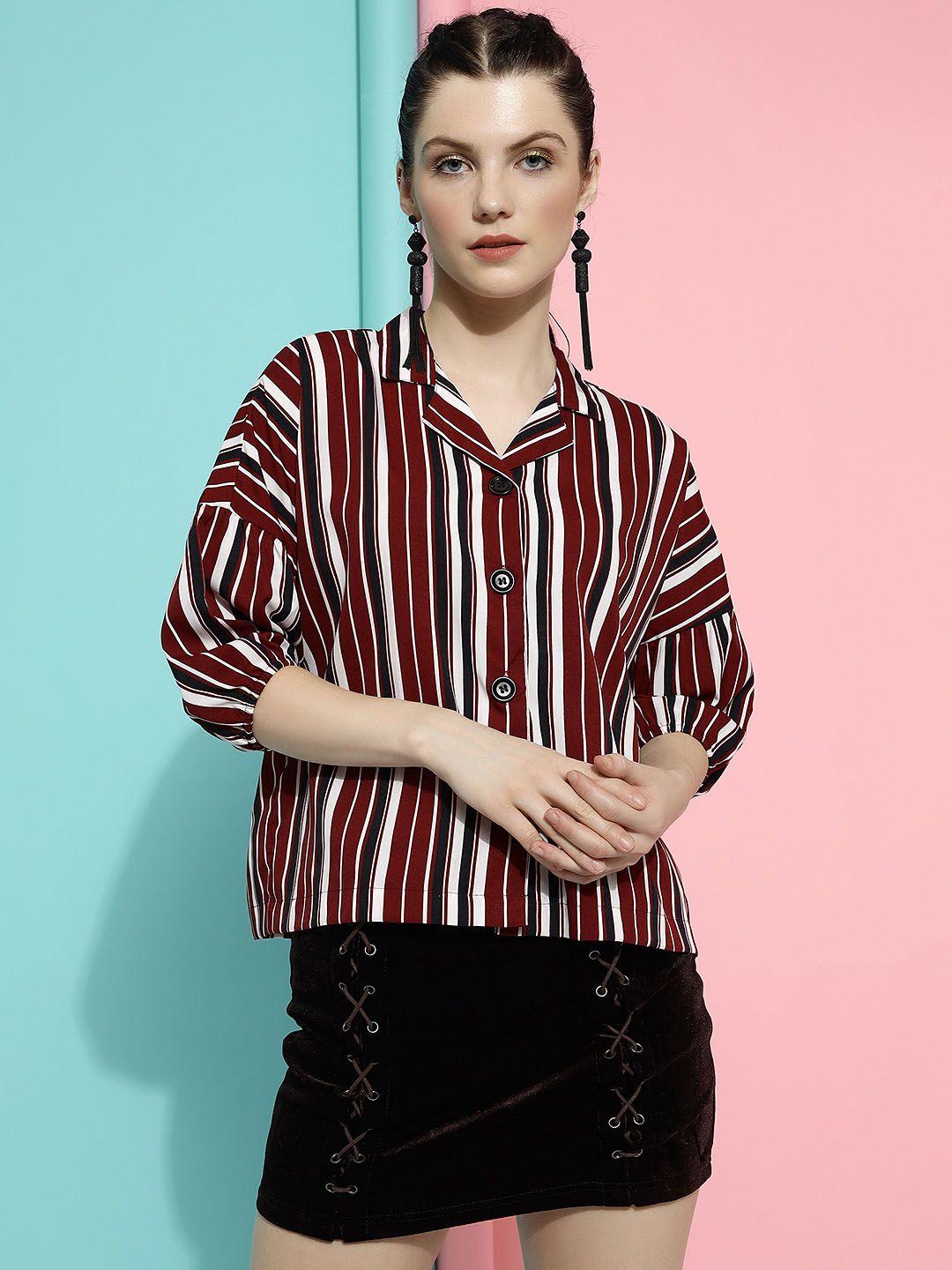 clemira vertical stripes extended sleeves shirt style top